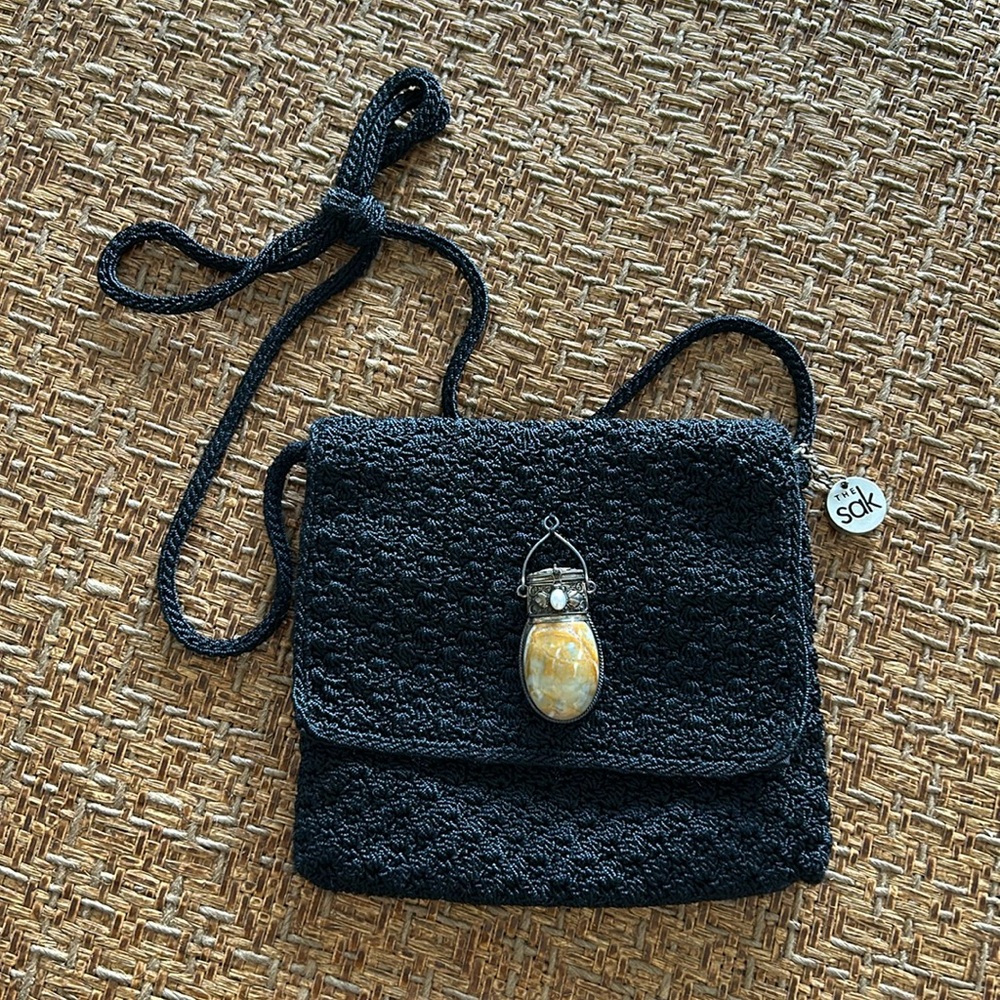 Sak black textured fabric bag